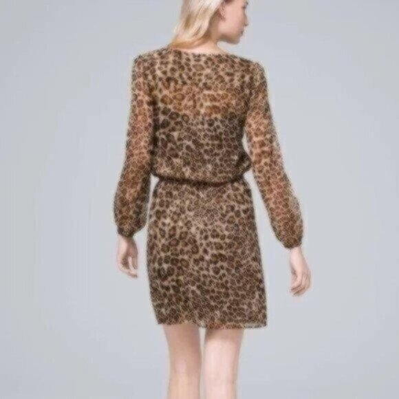 NWOT White House Black Market Leopard Soft Blouson Dress - Picture 2 of 4